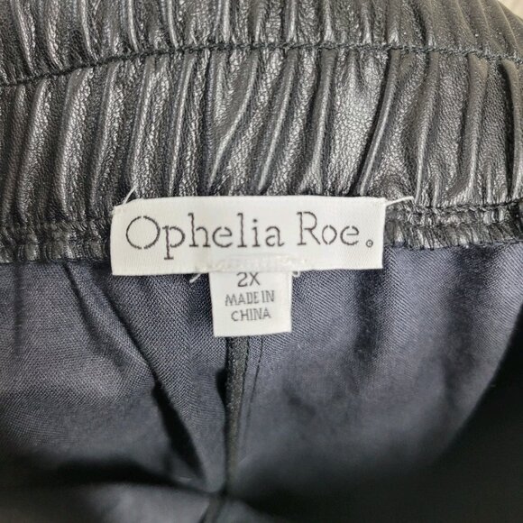 NEW Ophelia Roe Faux Leather Plus 2X Plus Black Stretch Waist Pleather Jogger - Picture 9 of 9
